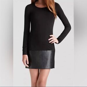 Bailey 44 faux leather black long sleeve dress size Small